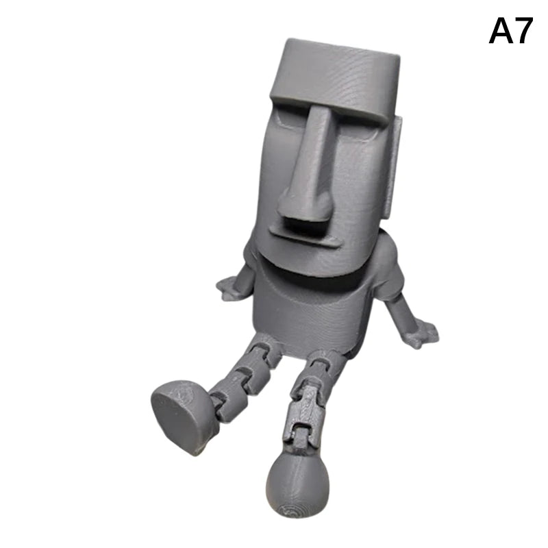 Island Moai Ornament Movable Joints Collectible Figurine Home Desk Qme A7