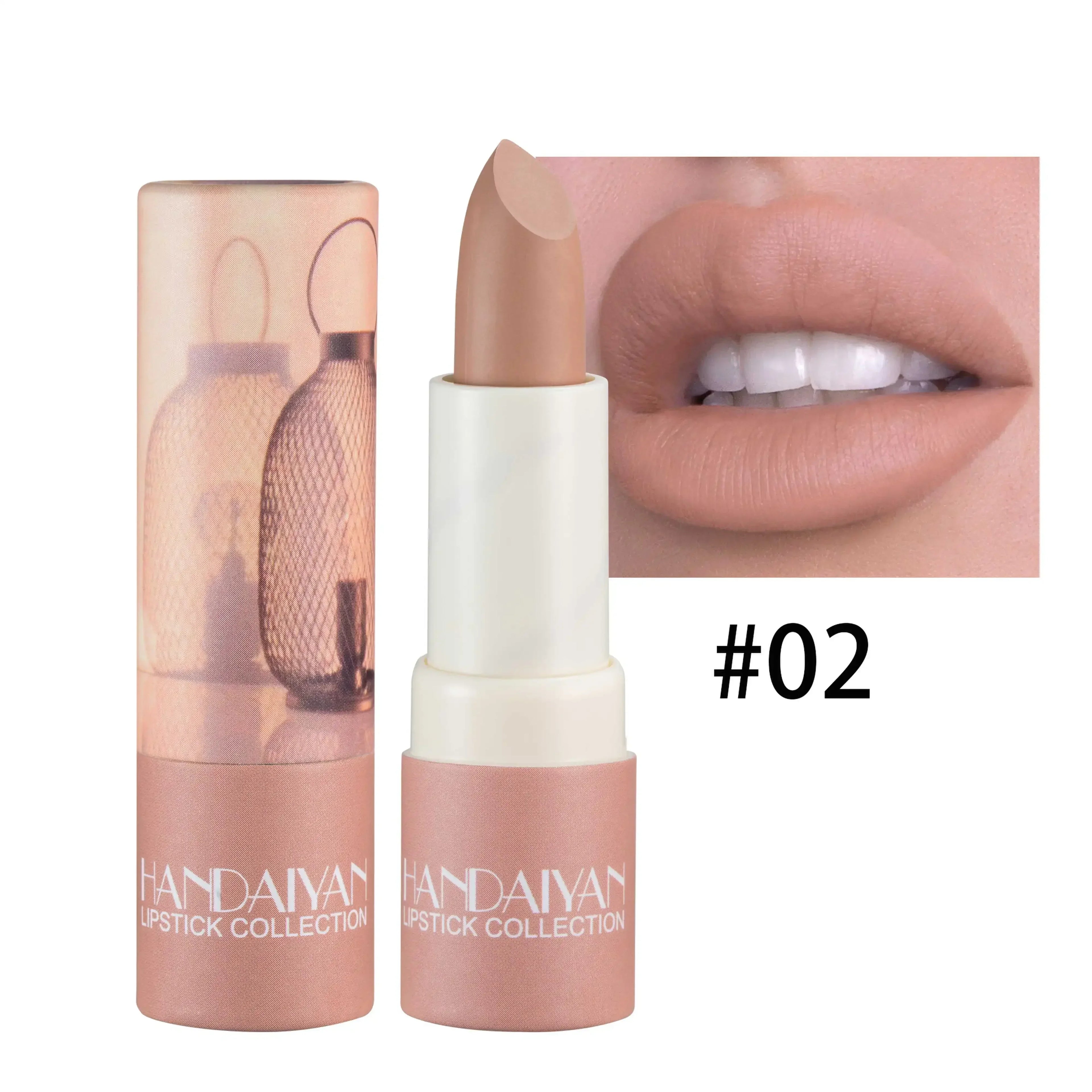 8 Colors Matte Velvet Texture and Is Not Easy to Fade. Naked Color Lipstick, Matte Paper Tube Lipstick Christmas gift Qme 02