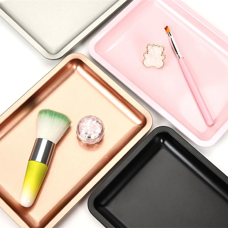 Nail Tray Stainless Steel Cosmetic Storage Art Polish Multicolor Qme
