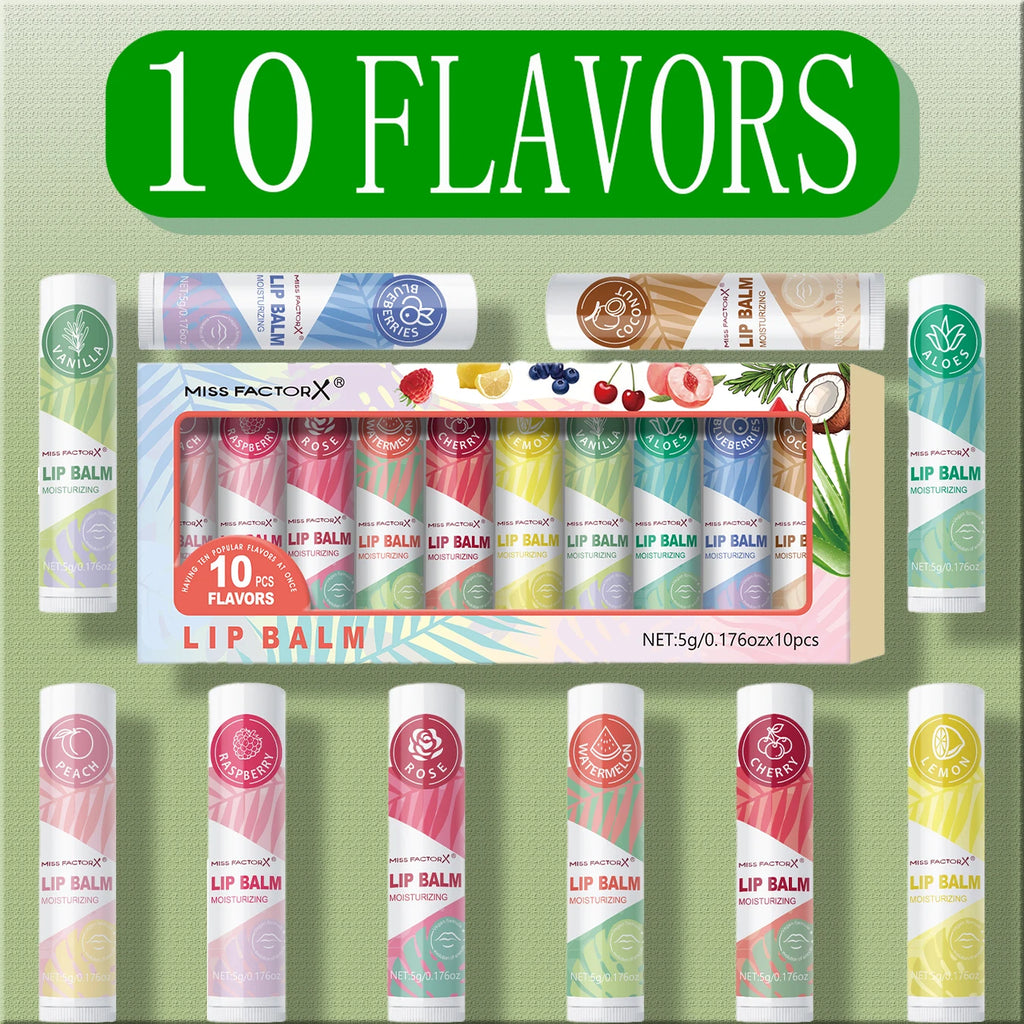 10PCS/Box Lipstick Set, Nourishes Dry Lips, Moisturizes Smooth and Strengthens Lip Color, The Best Choice for Hypoallergenic Hol Qme