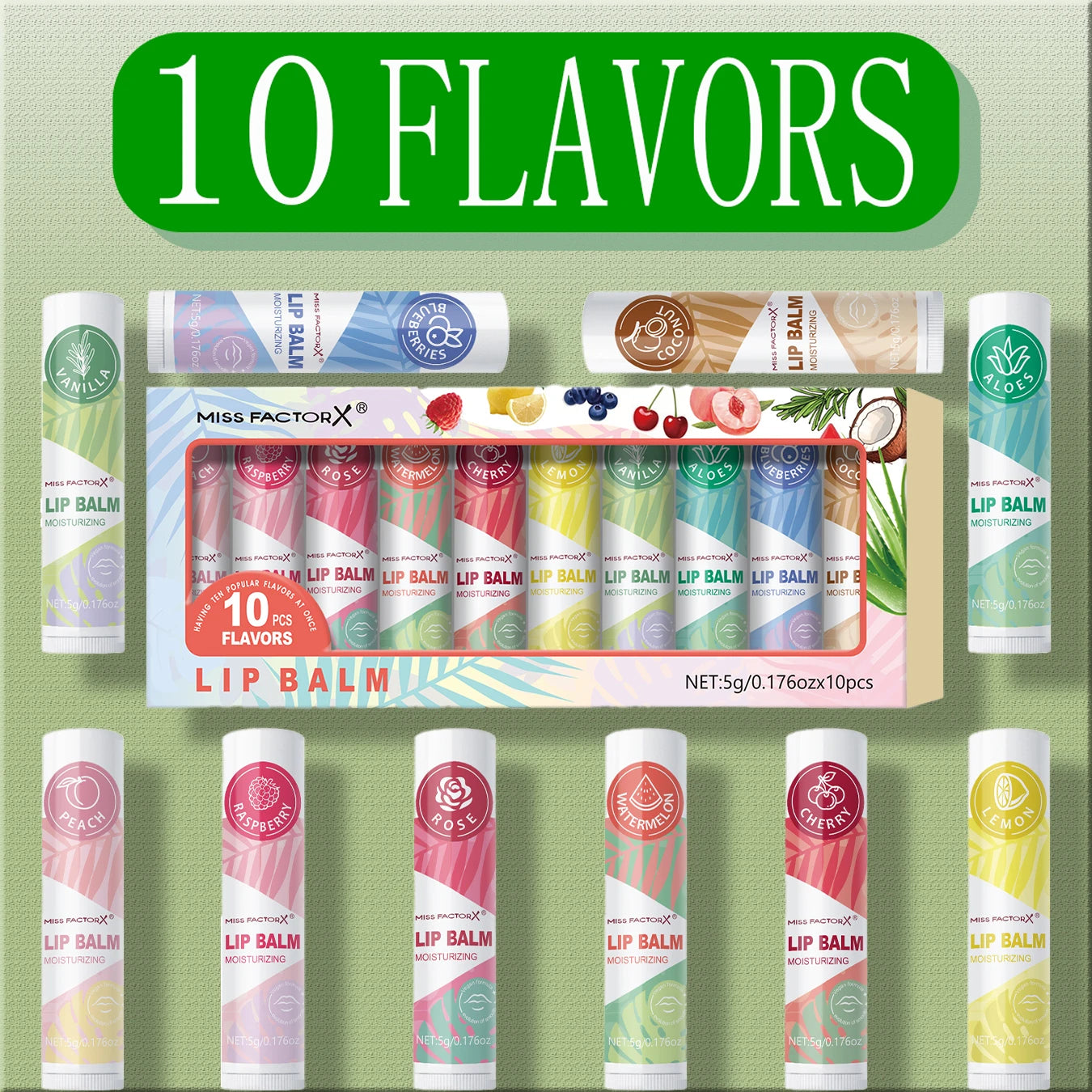 10PCS/Box Lipstick Set, Nourishes Dry Lips, Moisturizes Smooth and Strengthens Lip Color, The Best Choice for Hypoallergenic Hol Qme