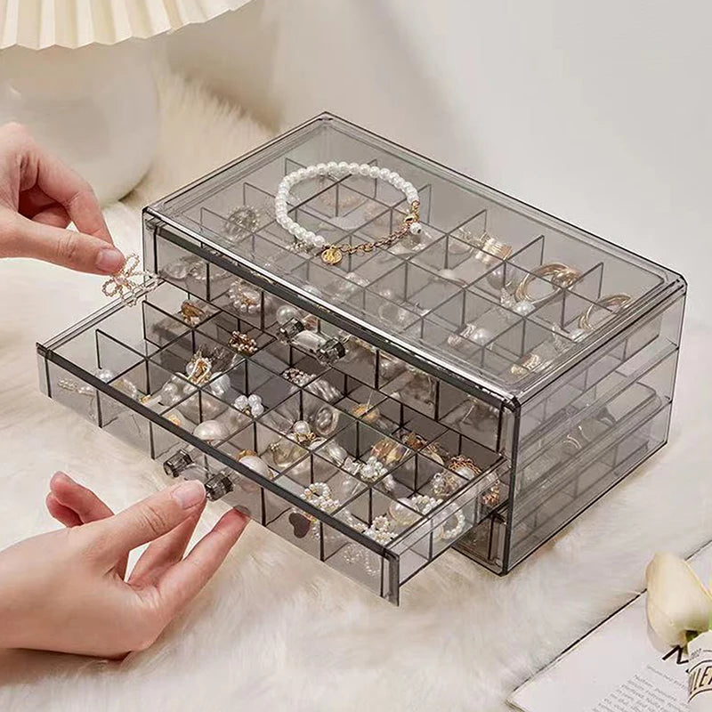 Desktop Drawer Organizer Dust-proof Storage Box1 3 Layer 72 Grid Qme