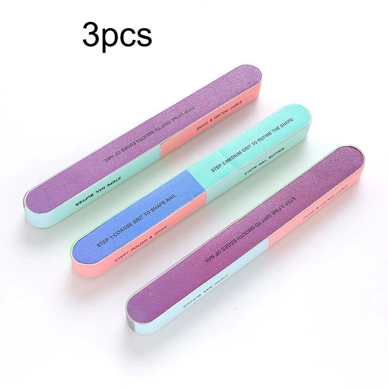 7 Sides Nail Buffers Files Professional Polisher For Nail Art Manicure Polishing Block Buffing Accessories Cream Tools Qme 3pcs