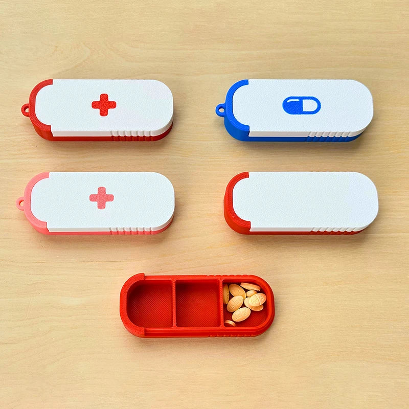 Travel Daily Medication Management 3 Compartment Sliding Pill Box Qme