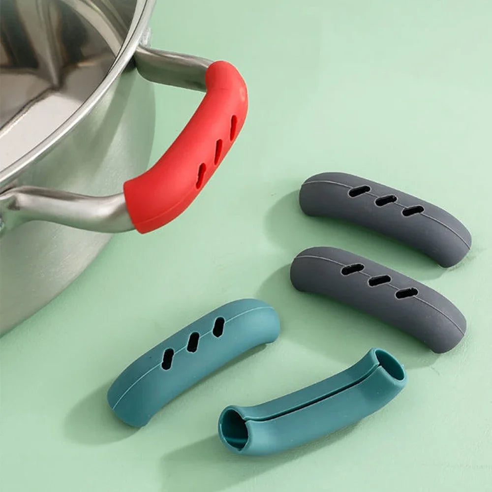 2Pcs Silicone Assist Handle Holder Grip Kitchen Cast Iron Skillet Handle Covers Heat Resistant Non Slip Pot Grip Handle Sleeves Qme