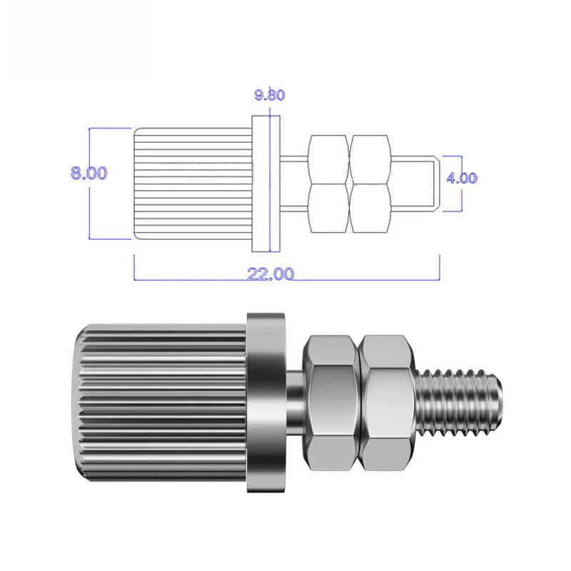 20A Grounding Post Small Metal Panel Terminal Copper Nickel Plated Qme 50024A