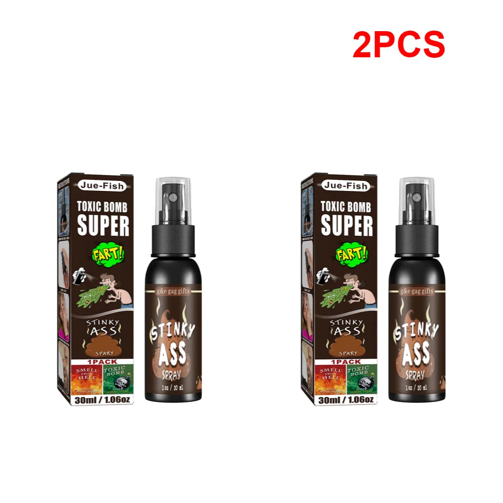 30ml Fart Gag Spray Prank Joke Plastic Spoof Odor Spray Party Supplies Terrible Stinky Fart Spray Non Toxic Halloween Funny Prop Qme poop smell 2PCS