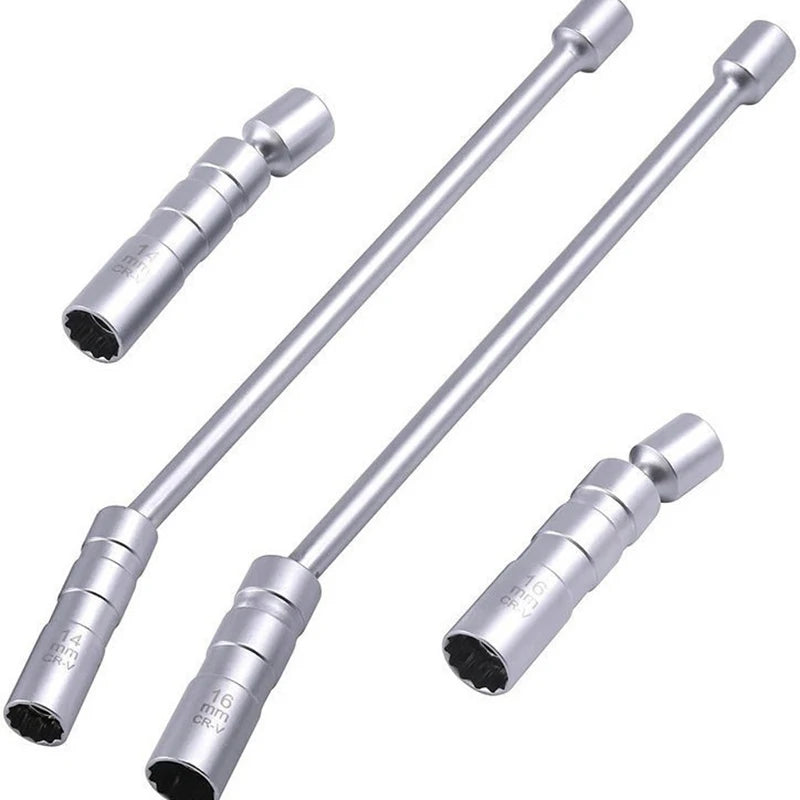 Magnetic Spark Plug Socket Key Wrench Adapter Swivel Long Extension Qme