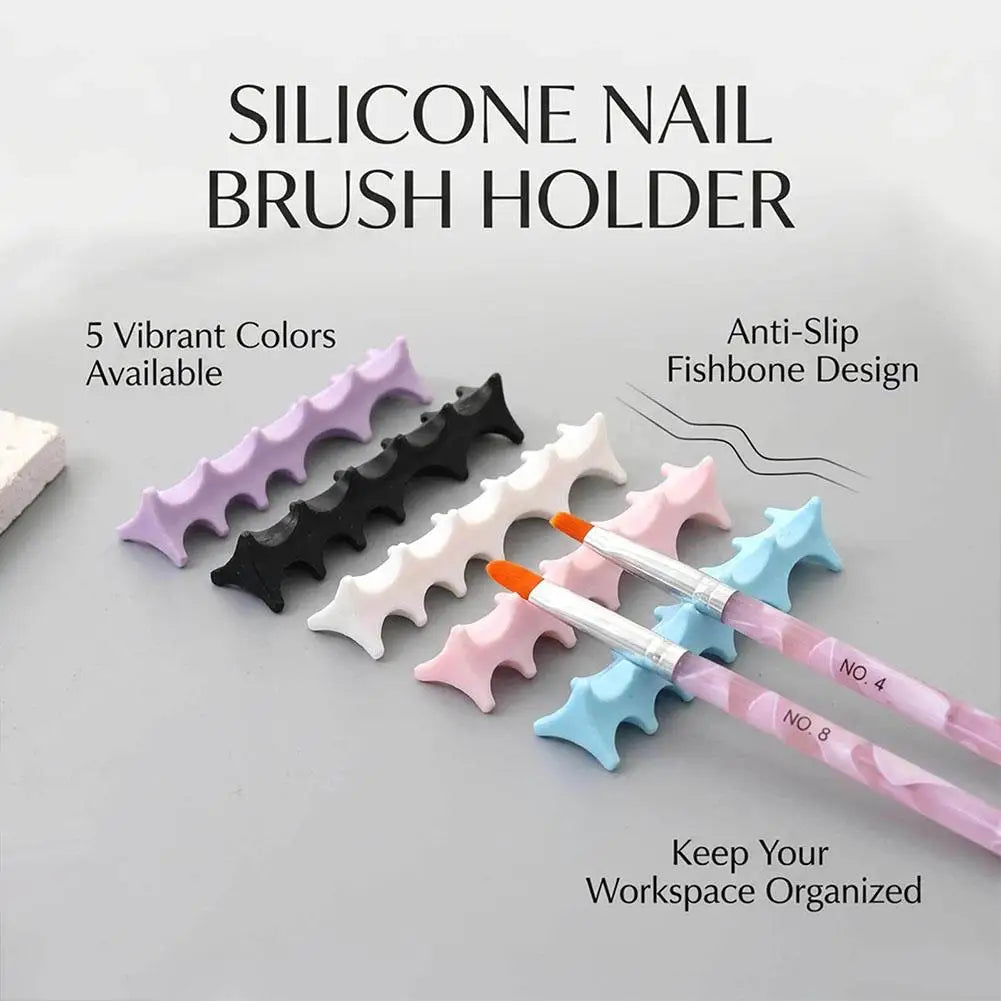 Soft Silicone Nail Pen Holder Brush Rack Shelf UV Gel Display Stand Qme