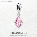 Dangle Charm Pendant Pink Tear Drop New Europe Style Jewelry For Women Romantic Gift In 925 Sterling Silver Qme Ring