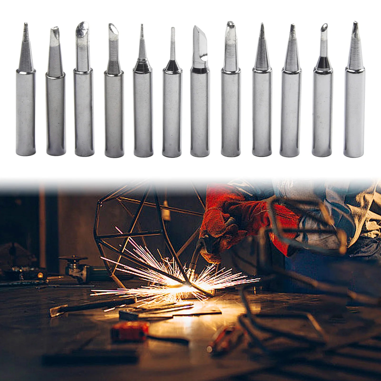 12pcs Soldering Iron Tips Set For 936/ 937/ 938/ 969/ 8586/ 852D Soldering Stations 900M-T Welding Station Tools I B C D K Qme