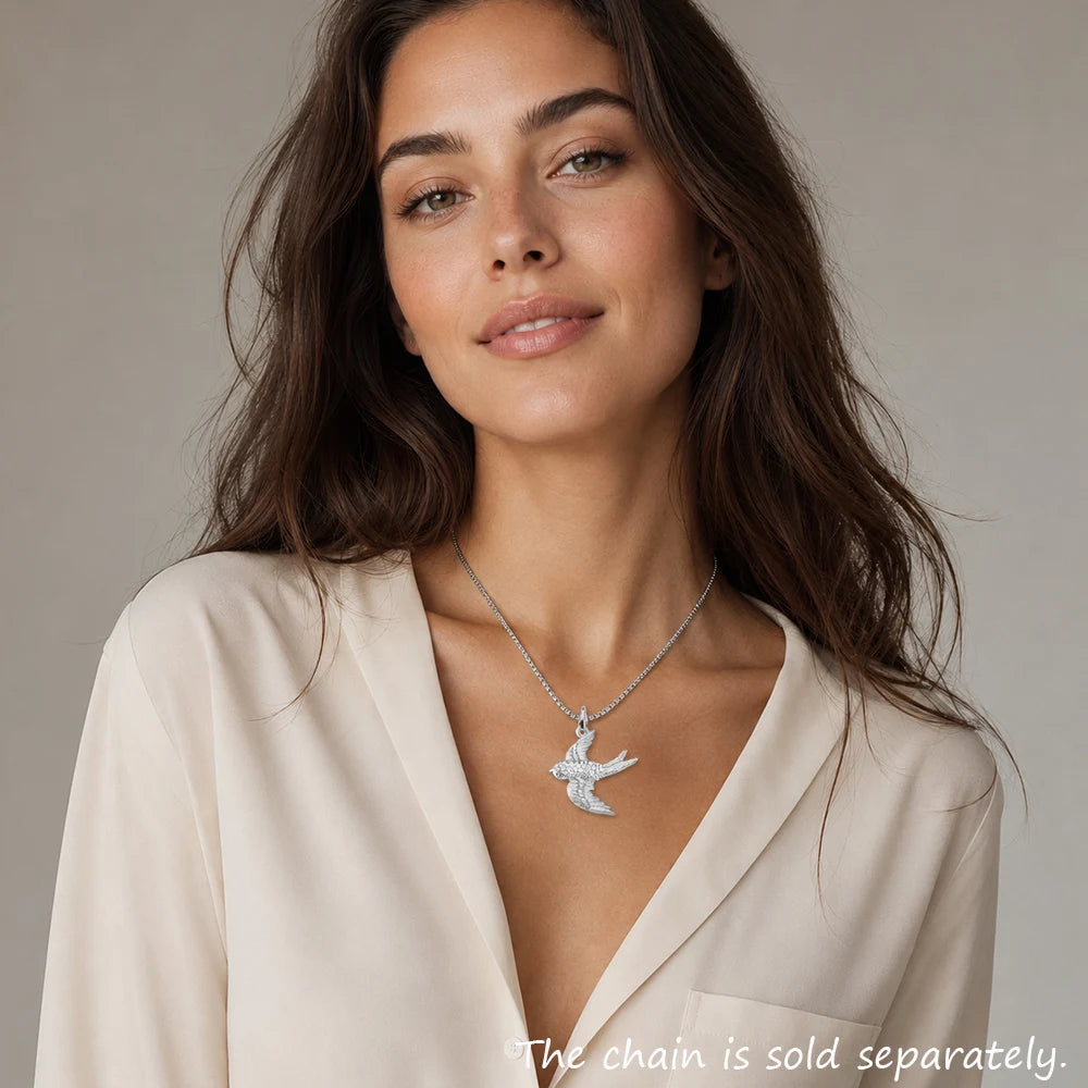 Pendant Swallow Pave New Glam 925 Sterling Silver Jewelry Europe Style Fashion Accessorie Gift For Soul Woman Qme