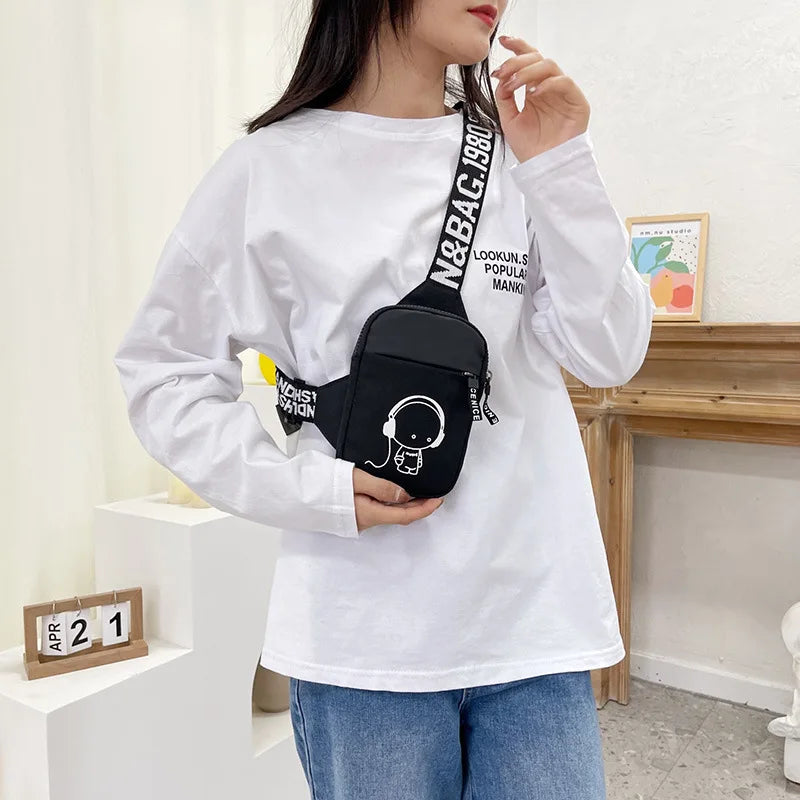 Trendy Couple's Chest Bags Hip-hop Graphic Print Crossbody Men Women Qme