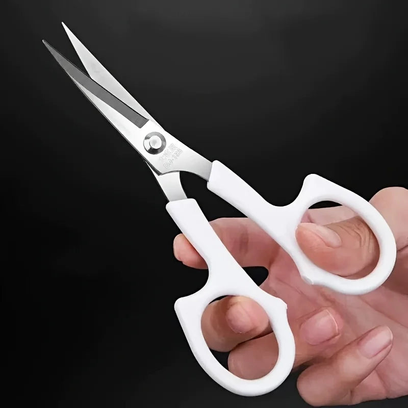 White Handle Embroidery Scissors, Stainless Steel Sharp Tip Sewing Scissors for Cross Stitch, Needlework, DIY Crafts, Thread Cut Qme 1PC