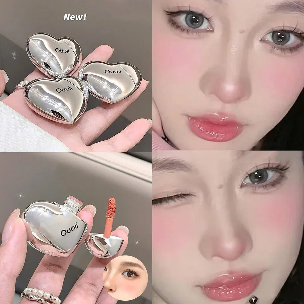 Lavender Matte Liquid Blush Velvet Heart Strawberry Peach Face Pigment Lasting Beauty Natural Cheek Tint Cream Blush Makeup Qme
