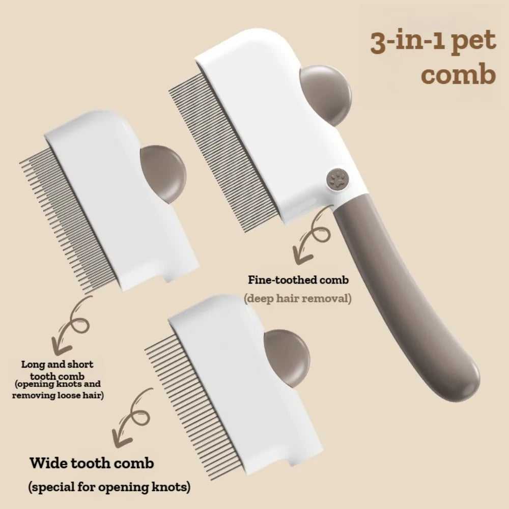 1 Pet Comb Interchangeable Fine Wide Long Short Teeth Cats Dogs Qme