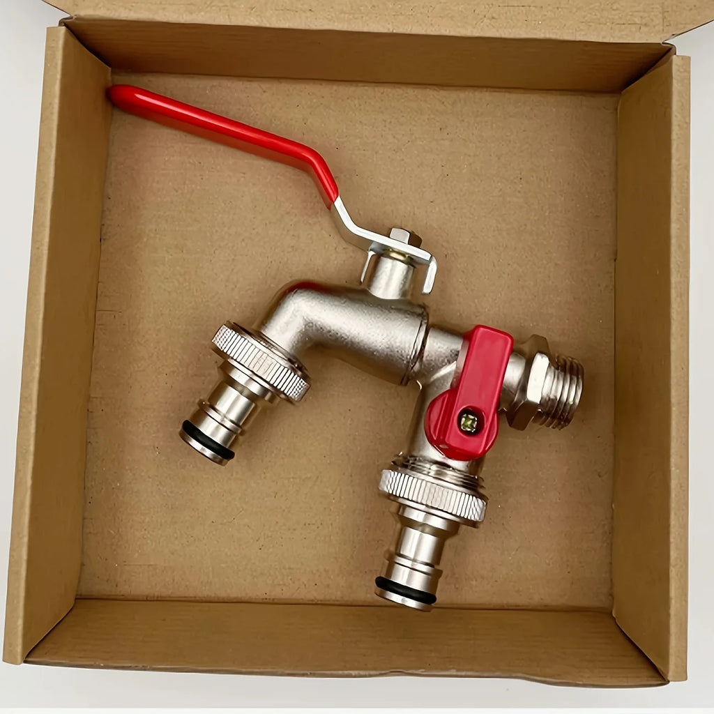 1Pc dual socket garden water pipe faucet, universal threaded multi-component outdoor faucet, compatible with sprinklers and wate Qme Default Title
