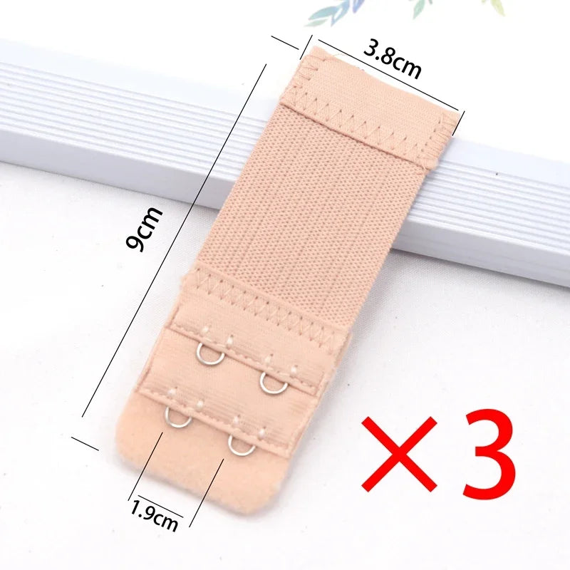Women 2 Rows Hooks Bra Extension Strap Extenders Adjustable Belt Qme dark skin one size