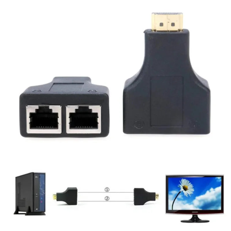ESCAM HDMI-compatible Over RJ45 CAT5e CAT6 UTP LAN Ethernet Balun Extender Repeater - 1080p3D HD Dropshipping Qme