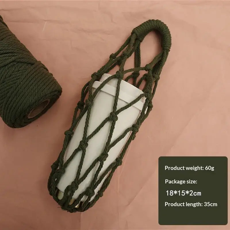 Handmade Macrame Water Bottle Sling Multicolor Cotton Rope Net Bag Qme A9