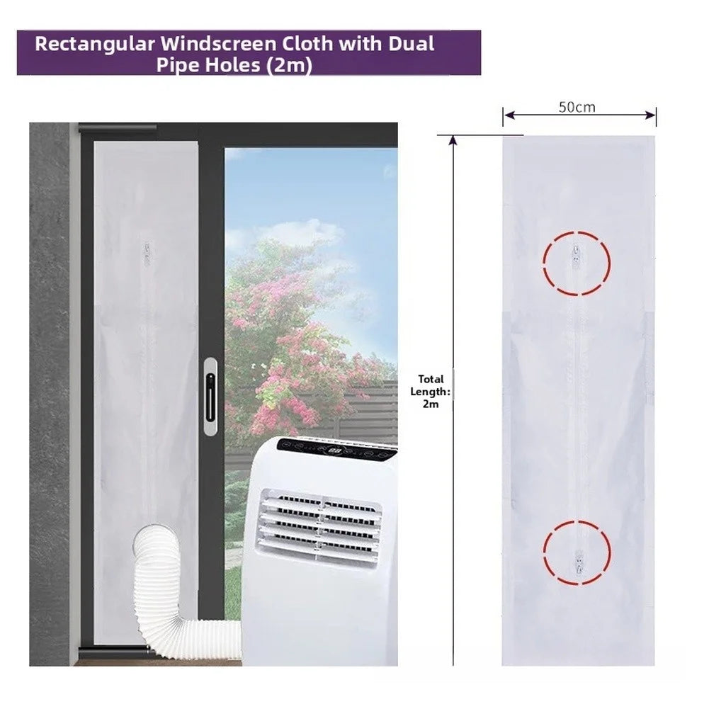 Portable AC Window Seal Kit Sliding Window Vent Cloth For Air Conditioner Hose Insulation Energy Saving Sealing Accessories Qme D Double hole