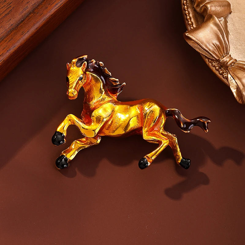 Classic Horse Brooches For Women Zodiac Animal Lapel Pins Casual Party Accessories New Year Gifts Friends Qme A16