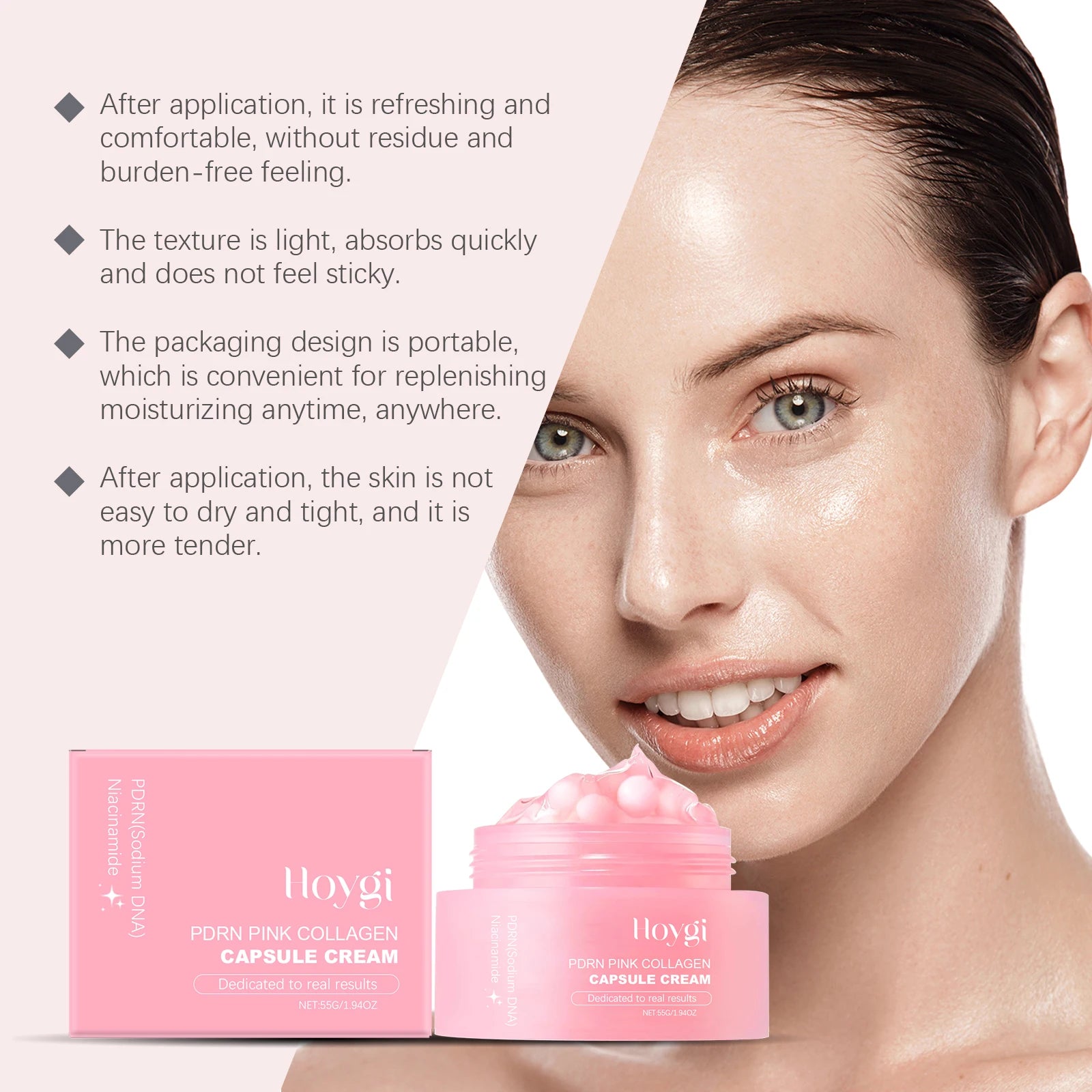 Moisturizing Collagen Capsule Cream Hydrating Firming Anti-Aging Niacinamide Even Skin Tone Brightening Facial Skin Qme