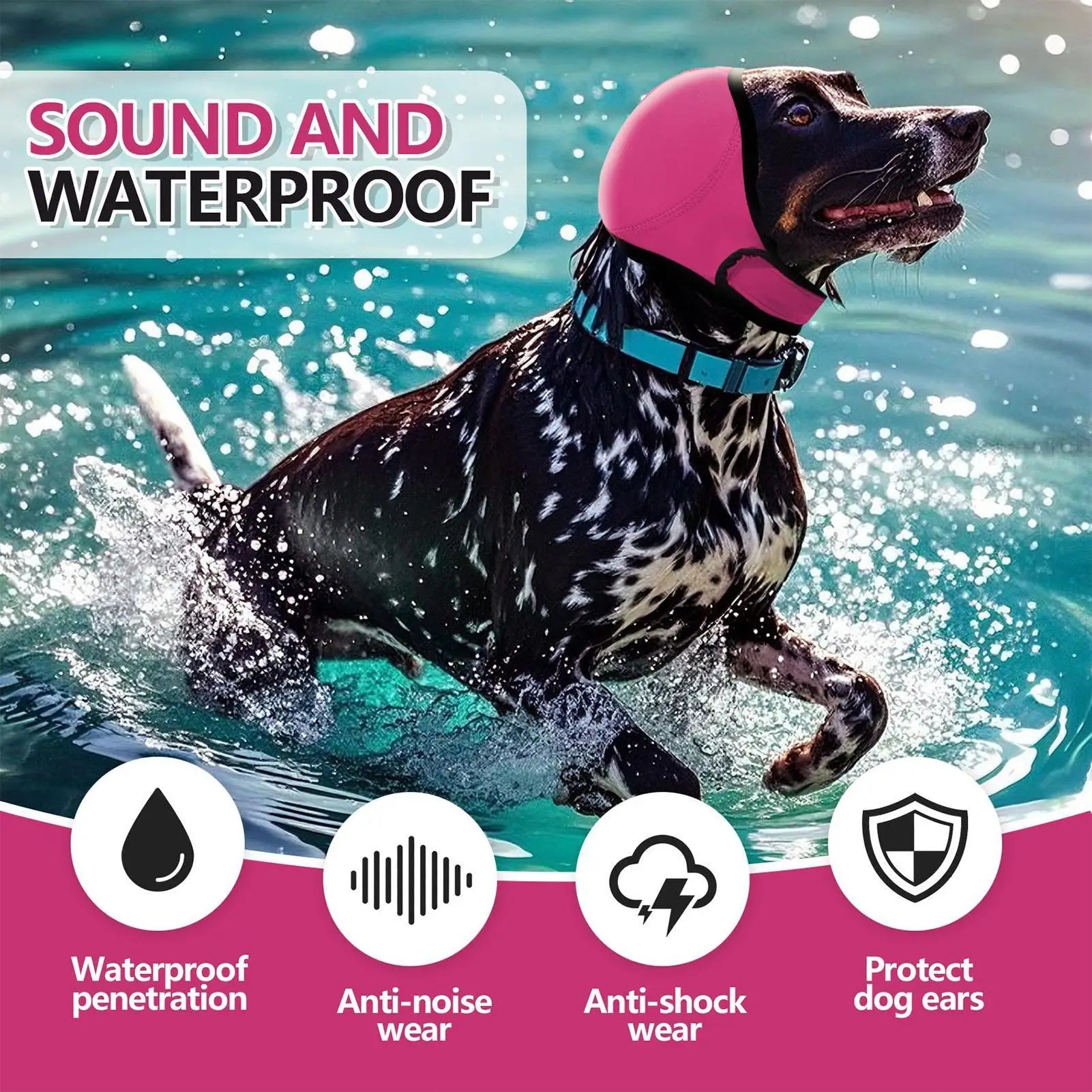 Dog Ear Wrap Adjustable Pet Puppy Headband Dog Ear Protector for Grooming for Small Medium Large Puppy Bathing Drying Swimming Qme