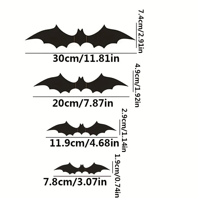 28-Piece 3D Halloween Bat Decorative Wall Stickers Qme