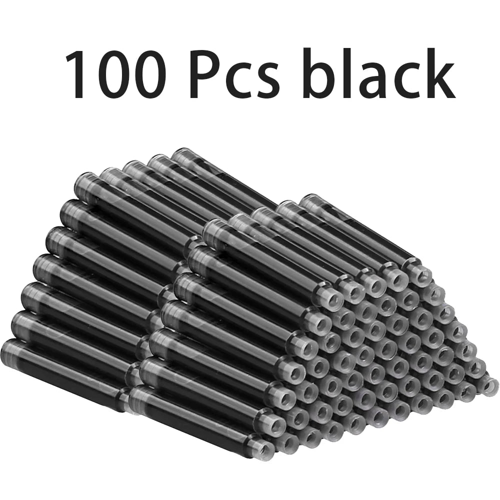36-100Pcs/Set Colourful Ink Sac Set Refills Black Blue Red 3.4mm High Quality Refill for Smooth Writing School Office Supplies Qme 100 Pcs black