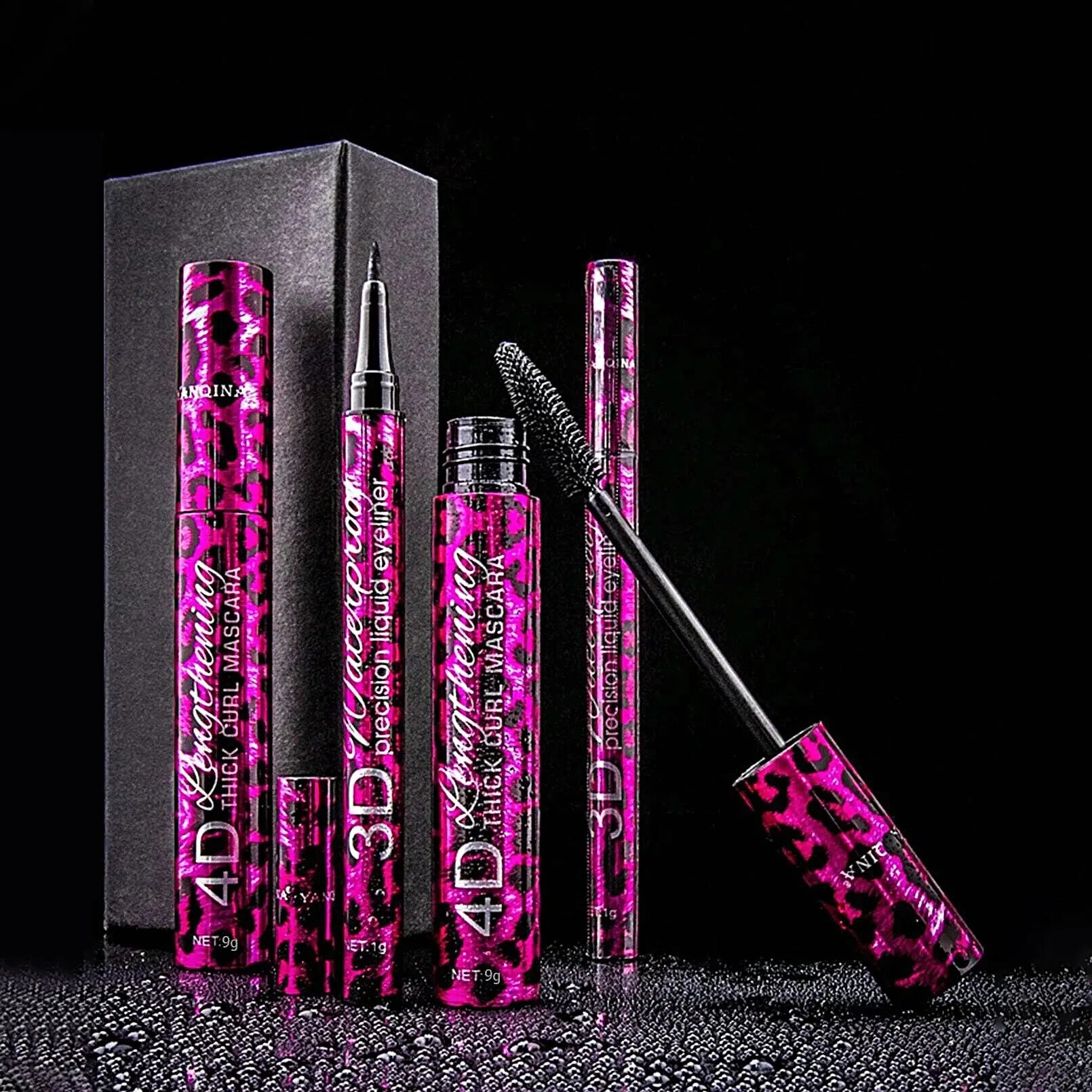 YANQINA Liquid Eyeliner Pencil 4D Waterproof Mascara Set Cosmetics Eye Liner Thick Curling Mascara Eyebrow Pencil Eyes Makeup Qme