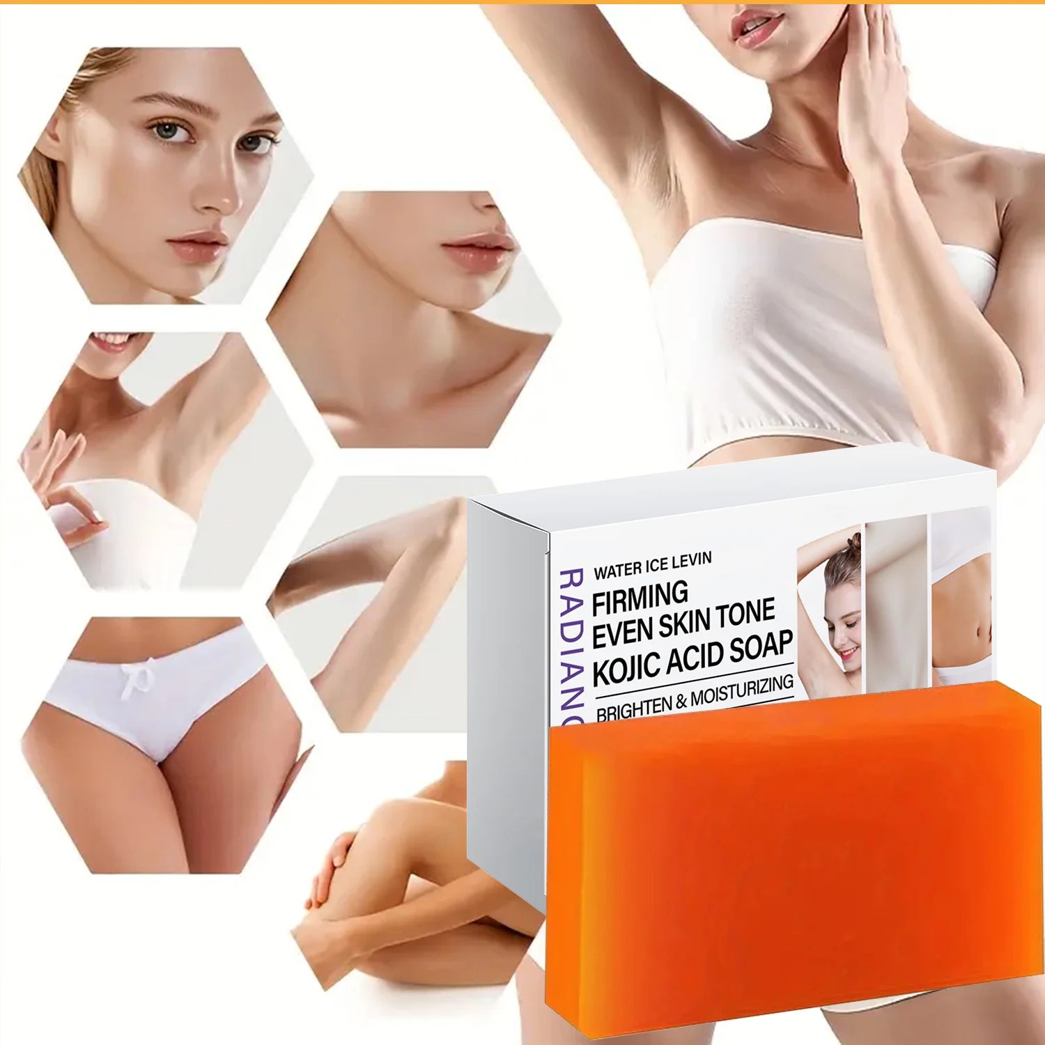 Radiance Kojic Acid Soap with Vitamin C & Niacinamide - Brightening, Firming & Even Skin Tone Bar for Glowing Skin Qme