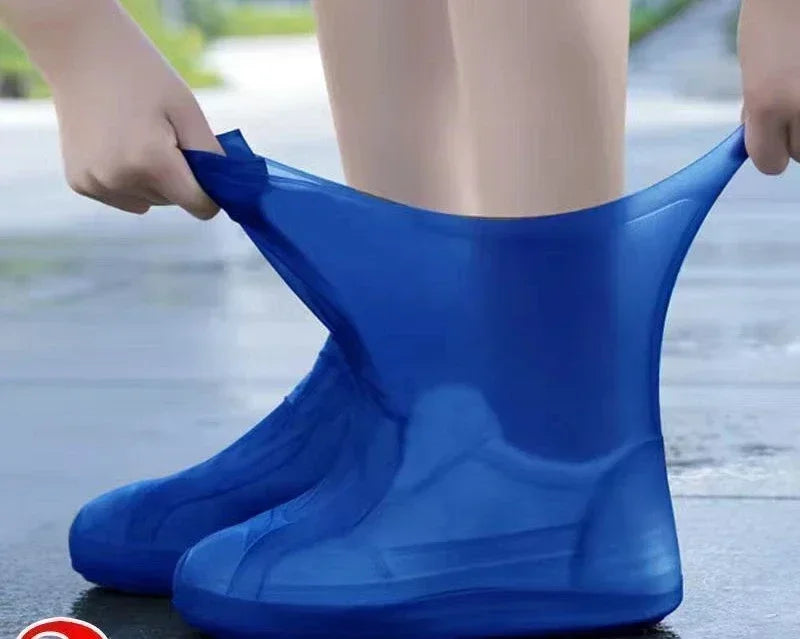 1 Pair Latex Waterproof Shoe Covers Unisex Shoes Protectors Reusable Qme blue