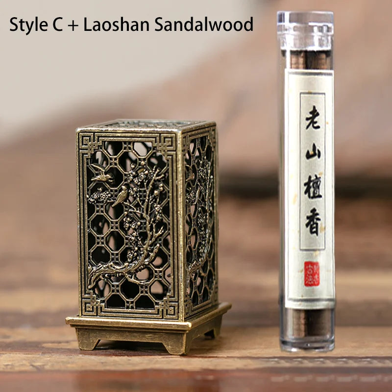 Vertical Incense Burner Alloy Hollow Incense Holder Xiangyun Stickless Powder Lasting Fragrance Incense Accessories Home Ornamen Qme Set C
