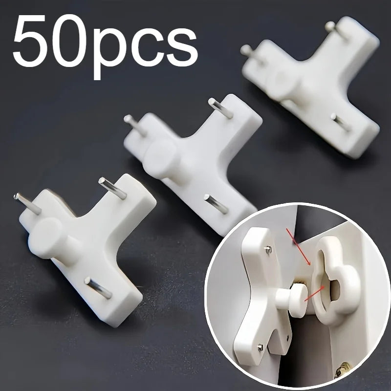 T-type Invisible Nail Hooks - Heavy Duty Picture Hangers for Photo Frames, Paintings & Gallery Walls, No Trace Hanging Hooks Qme 50pcs