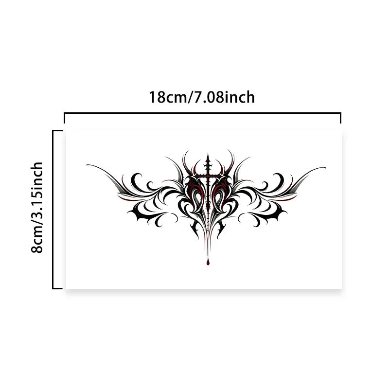 Tattoo Sticker Dark Line Temporary Tattoo Waterproof Long Lasting Women Symmetrical Sexy Pattern Couple Fake Tattoo Leg Chest Qme SS-054