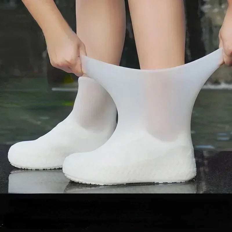 Latex Waterproof Shoe Covers Unisex Shoes Protectors Reusable Qme white 34-45