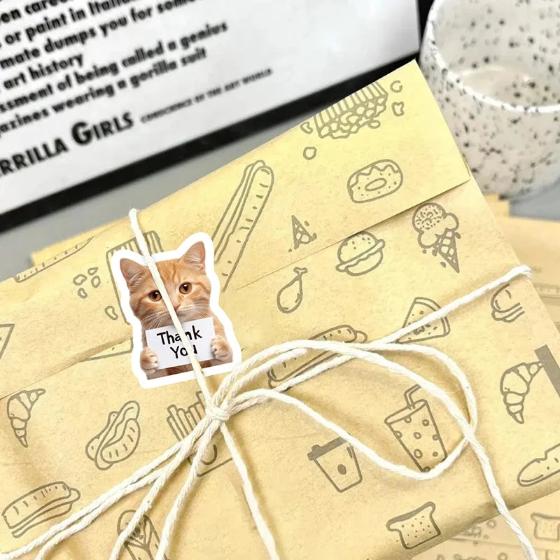 500Pcs Dog Cat Thank You Stickers Roll Cute Puppy Adhesive Labels Tags For Supporting My Small Business Envelope Seals Packing Qme