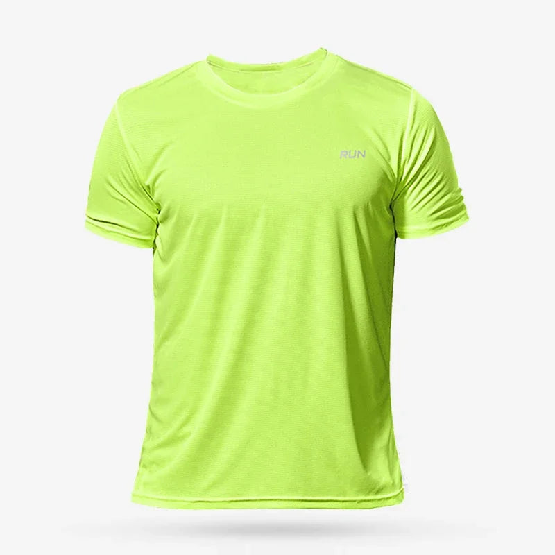 Men's Quick Dry Short Sleeve Gym Running Moisture Wicking Round Neck T-Shirt Training Fitness Tops Oversized T-Shirt Jersey Qme GN XL