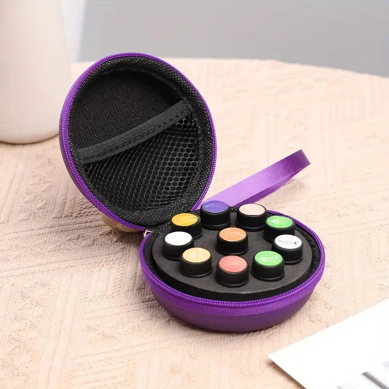 1- PU Portable Essential Oil Case 10 Bottles Perfume Bag Box Travel Qme