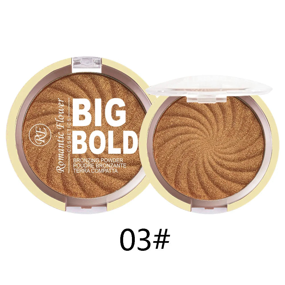3-color Powder Brightens Face Bronze Pressed Waterproof Gloss Makeup Qme C