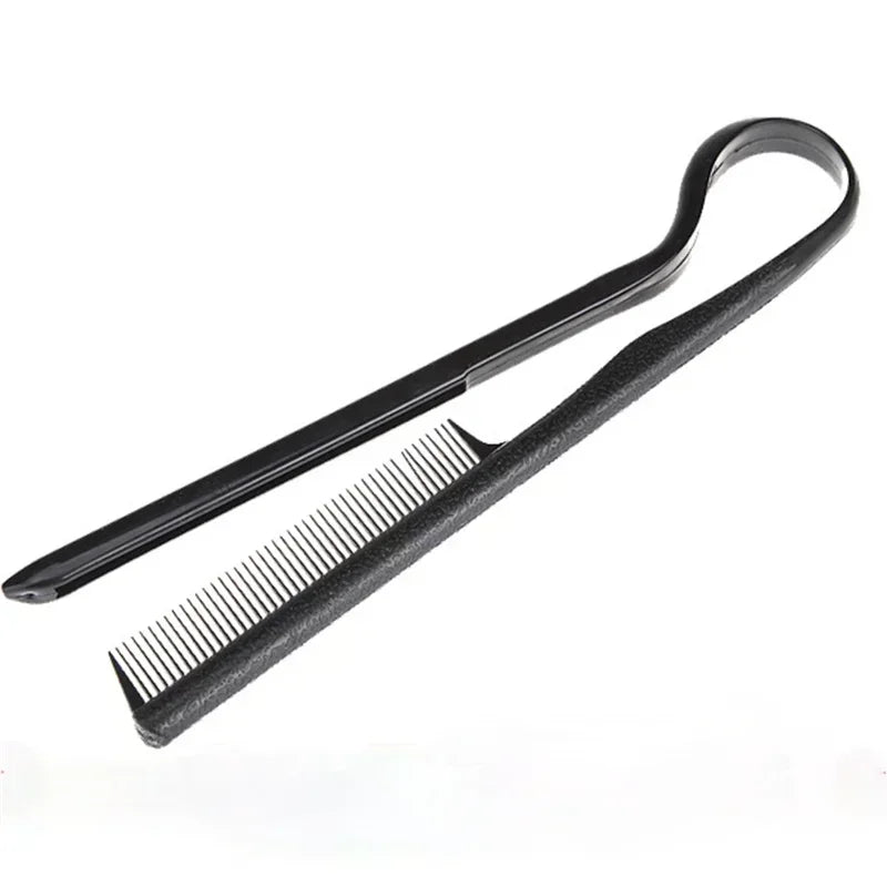 1PC Useful Hair Straighten Salon Comb Hairdressing Smooth Tool Hold Tongs Hair Styling Tools for Women Hair Brush Straightener Qme black
