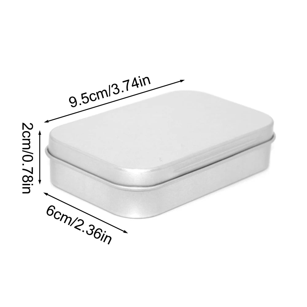 Metal Rectangular Empty Mini Tin Box Tinplate Push Candy Pill Cases Bins Jar Hinged Containers Small Organizer Storage Box Qme