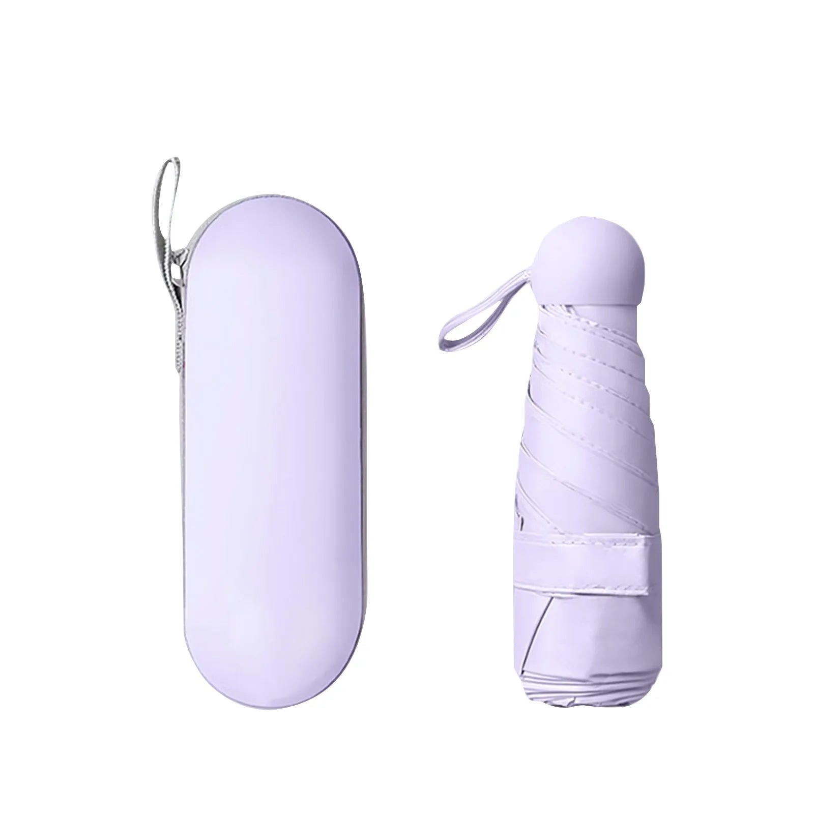 Portable 5 Fold Sunny and Rainy Umbrella Solid Plastic Folding Capsule Umbrella Mini Outdoor Sports Travle Protable Umbrella Qme Light Purple