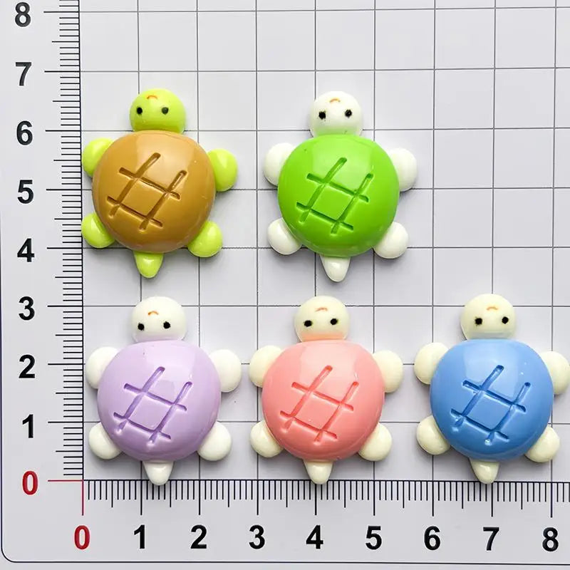 10pcs Solid-colored Small Turtle Cartoon Glossy Handmade DIY Resin Accessory Small Ornament Qme Multicolor