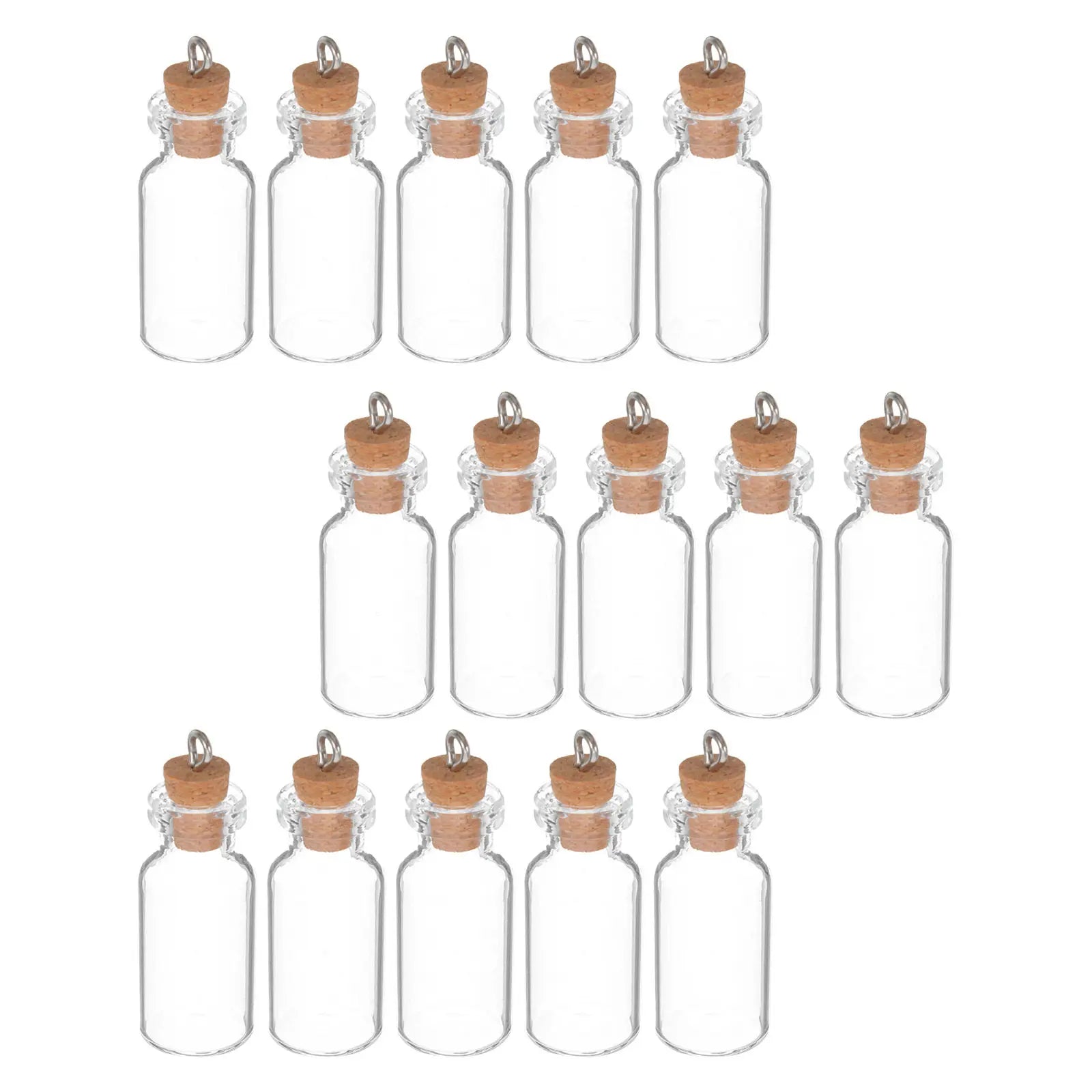 15Pcs Mini Glass Wishing Bottles Corked Small Transparent Vials for Crafting Beads Notes Decor Hanging Wind Chimes Baby Shower Qme