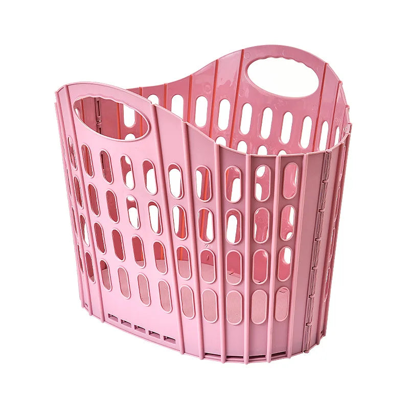 B 1pc Foldable Laundry Hamper, High Capacity & Portable, Durable Fabric, Space Saver, Collapsible Basket, Bathroom Organizer Qme Large pink