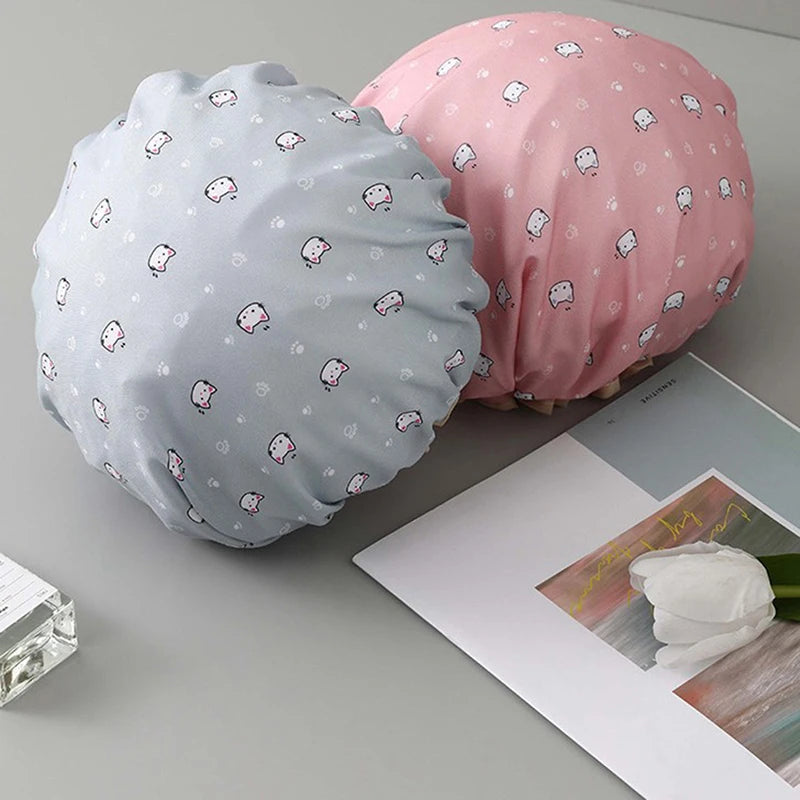 Waterproof Adult Women Shower Bath Cap Shampoo Cute Glitter Qme