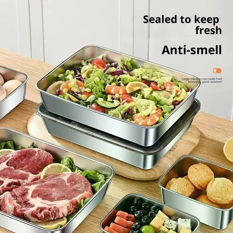 Multi-set 1 2 3 Durable 304 Stainless Steel Food Boxes Kitchen Qme