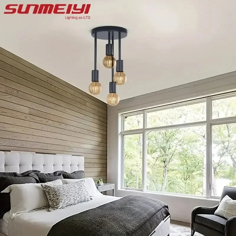 1Pc modern minimalist E27 bulb base ceiling light, bedroom, kitchen, hallway, balcony lighting fixture (without bulb) Qme